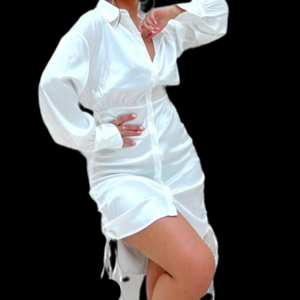 white small sized drawstring dress